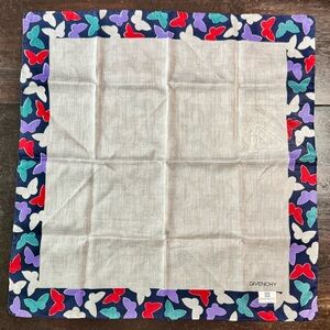 Givenchy Multicolor Butterfly Border Handkerchief Scarf